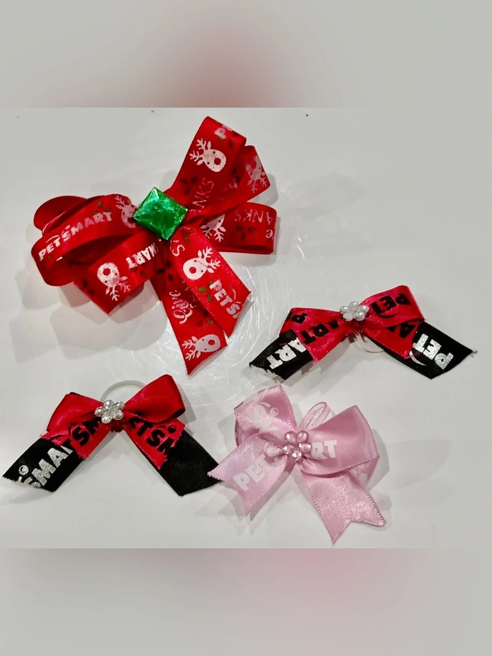 Red and Pink Pet Hair Bows - Cute Ribbon Accessories